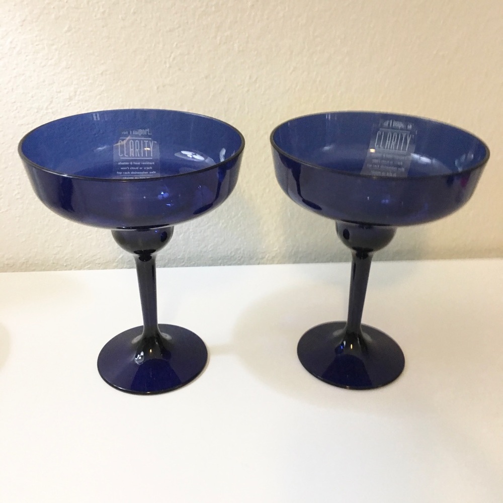 2  Blue Pier 1 Margarita Glasses BPA Free